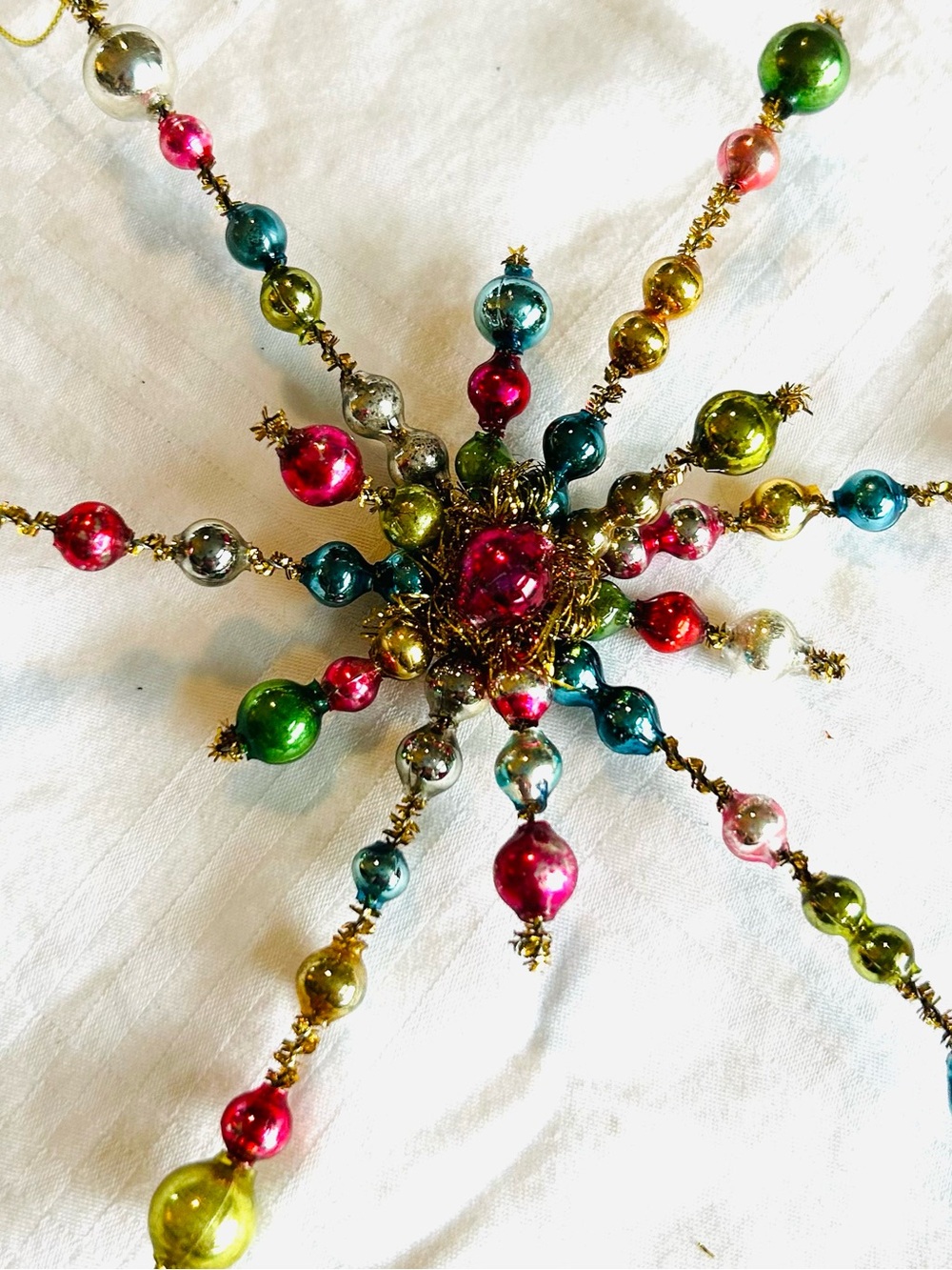 Vintage repurposed mercury glass holiday star burst Christmas Ornament